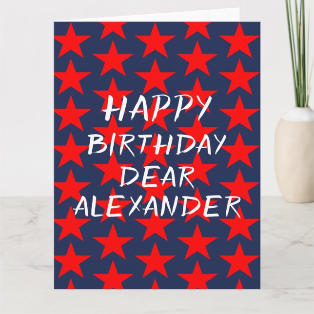 Carte d'anniversaire joyeuse bleue et rouge (Devant)