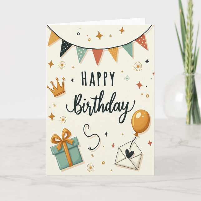 Carte d'anniversaire Joyeuse Bunting (Devant)
