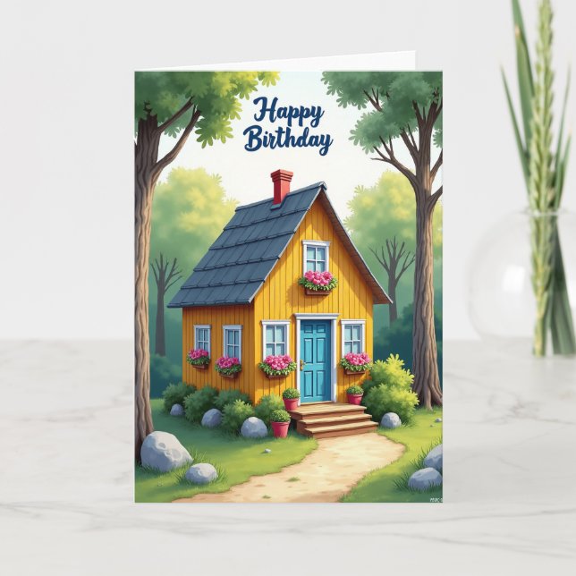 Carte d'anniversaire Joyeuse Cottage (Devant)