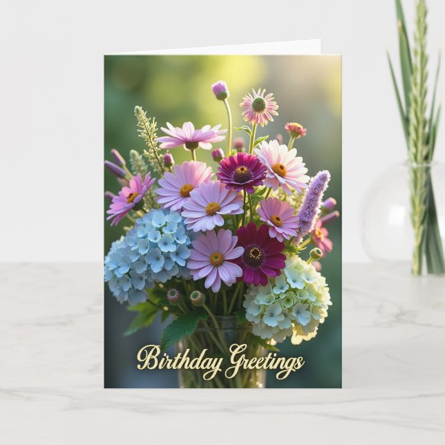 Carte d'anniversaire joyeuse Daisy Bloom (Devant)