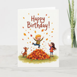 Carte d'anniversaire joyeuse d'automne