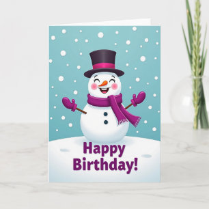 Carte d'anniversaire joyeuse de bonhomme de neige