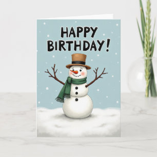 Carte d'anniversaire joyeuse de bonhomme de neige