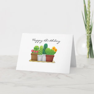 Carte d'anniversaire joyeuse de jardin de cactus/s