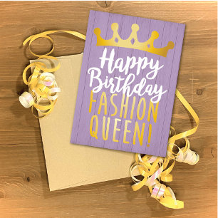 Carte d'anniversaire joyeuse de la reine de mode