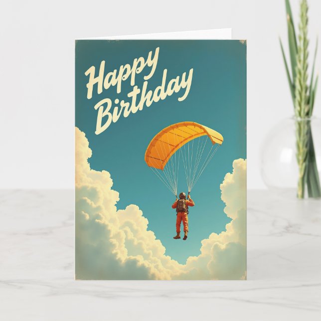 Carte d'anniversaire joyeuse de parachute (Devant)