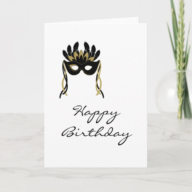 Carte d'anniversaire joyeuse du Masque Arlequin (Devant)