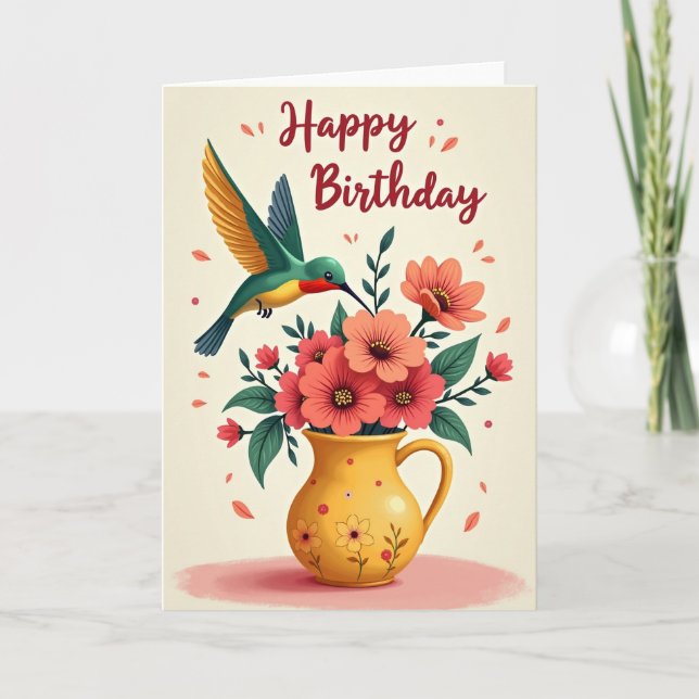 Carte d'anniversaire joyeuse Emerald Bird (Devant)