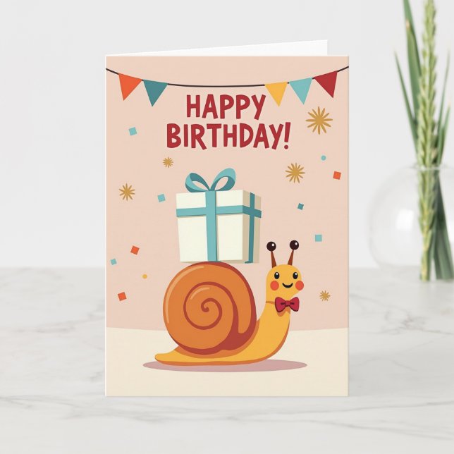 Carte d'anniversaire Joyeuse Escargot (Devant)