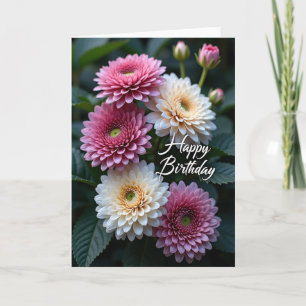 Carte d'anniversaire joyeuse et fleurs vibrantes