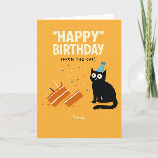 Carte d'anniversaire joyeuse et ludique | Chat mig (Devant)