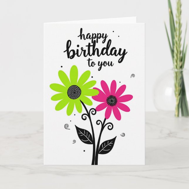 Carte d'anniversaire Joyeuse Fleur (Devant)