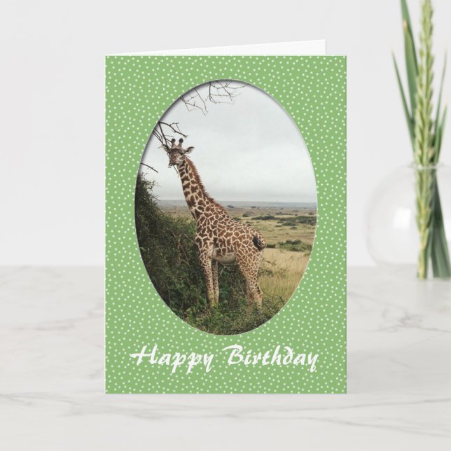 Carte d'anniversaire joyeuse girafe (Devant)