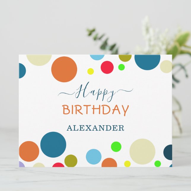 Carte d'anniversaire joyeuse multicolore personnal (Debout devant)