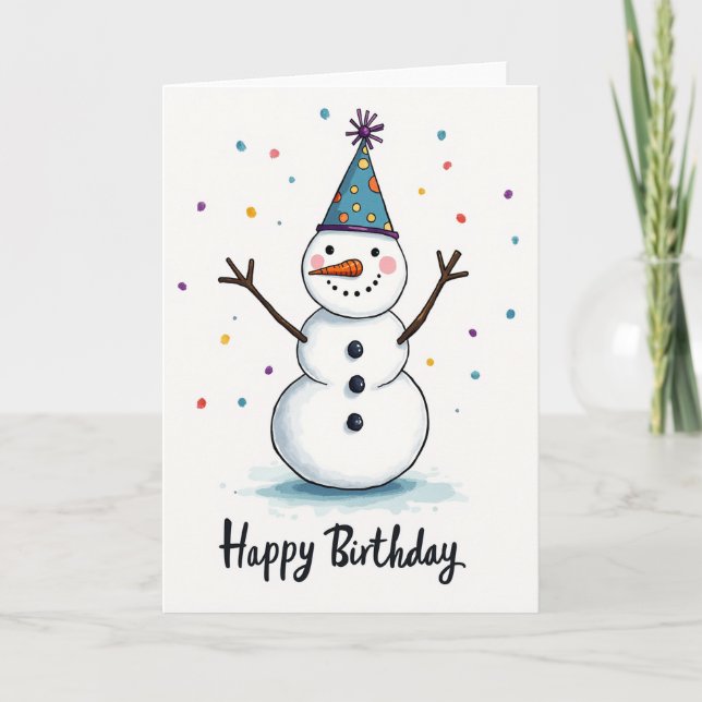 Carte d'anniversaire Joyeuse Neige (Devant)