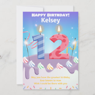 Carte d'anniversaire joyeuse pour 12 ans personnal