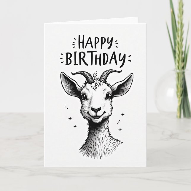 Carte d'anniversaire joyeuse pour animal cornu (Devant)