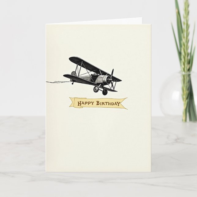 Carte d'anniversaire joyeuse pour biplan (Devant)