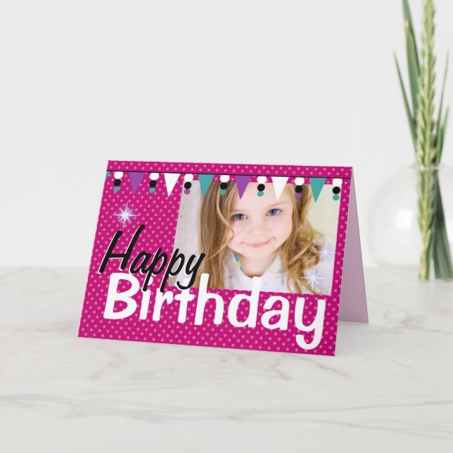 Carte d'anniversaire joyeuse pour fille - Points r (Devant)