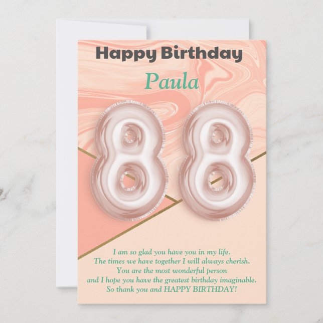 Carte d'anniversaire joyeuse pour fillette de 88 a (Devant)