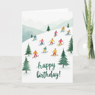 Carte d'anniversaire joyeuse pour la pente hiverna
