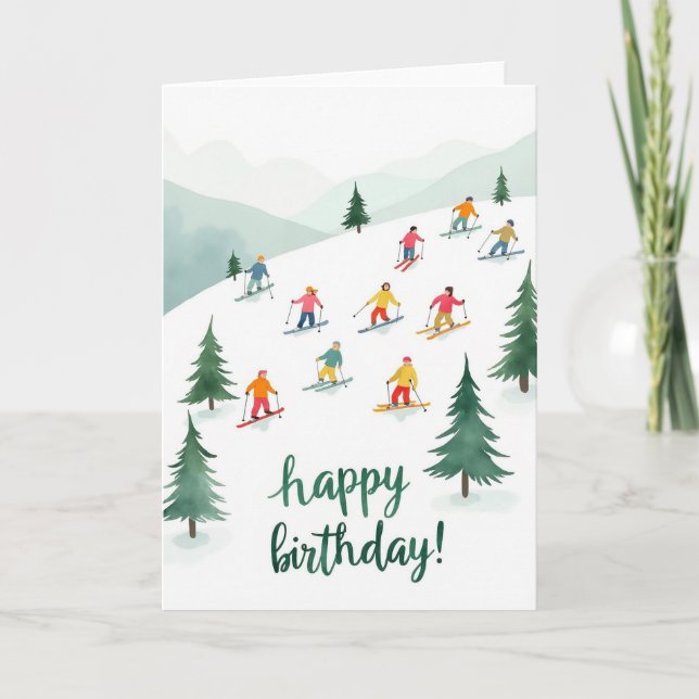 Carte d'anniversaire joyeuse pour la pente hiverna (Devant)