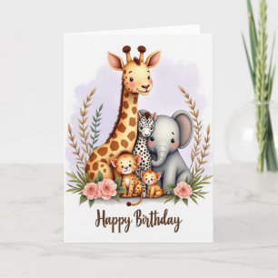 Carte d'anniversaire joyeuse pour les animaux de l