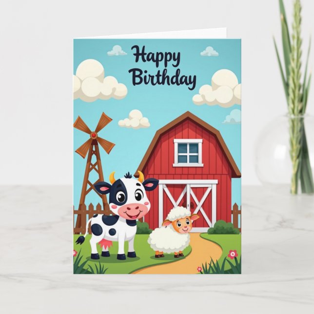 Carte d'anniversaire joyeuse pour les animaux de l (Devant)