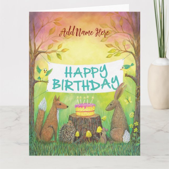Carte d'anniversaire joyeuse pour les animaux des  (Devant)