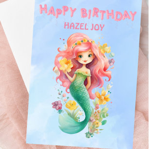 Carte d'anniversaire joyeuse pour sirène personnal