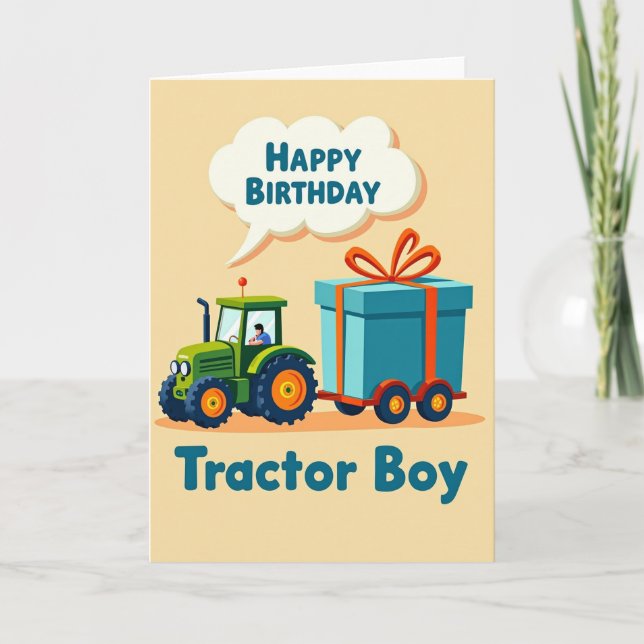 Carte d'anniversaire joyeuse pour tracteur (Devant)
