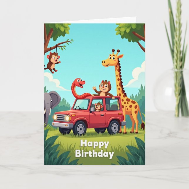 Carte d'anniversaire joyeuse pour une aventure saf (Devant)