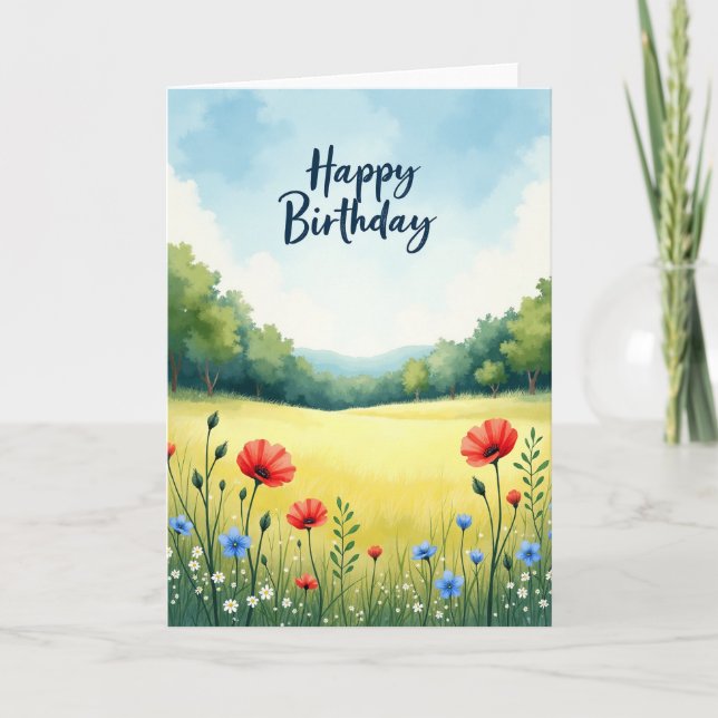 Carte d'anniversaire Joyeuse Prairie (Devant)