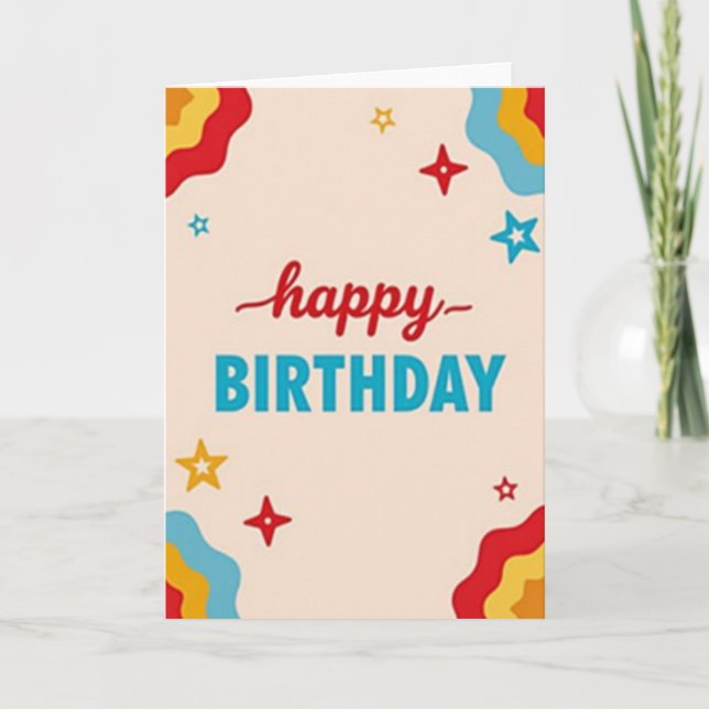 Carte d'anniversaire Joyeuse Rouge Script (Devant)