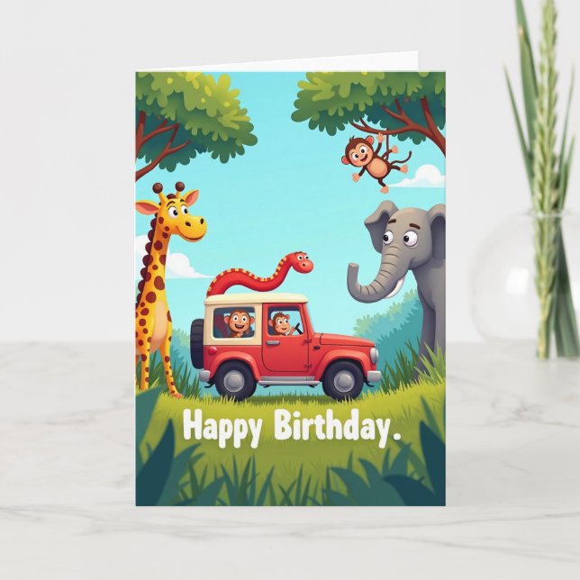 Carte d'anniversaire Joyeuse Safari (Devant)