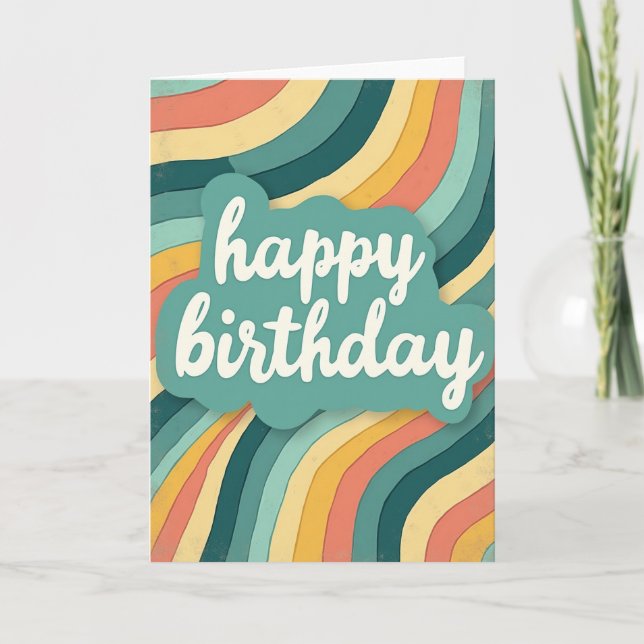 Carte d'anniversaire Joyeuses Rayures Rétro (Devant)