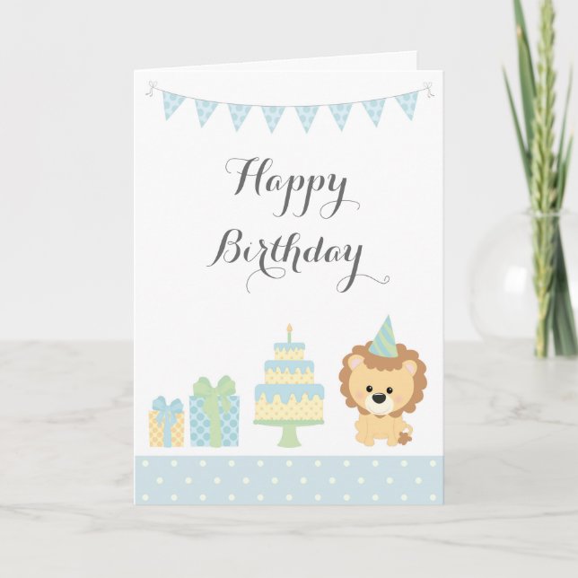 Carte d'anniversaire joyeux animal de la jungle mi (Devant)