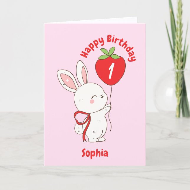 Carte d'anniversaire Joyeux Anniversaire Lapin Fra (Devant)