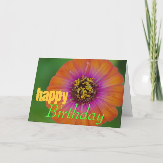 Carte d'anniversaire "Joyeux anniversaire" Orange  (Devant)