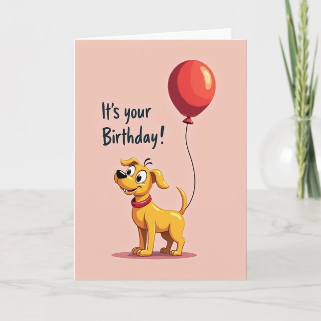 Carte d'anniversaire Joyeux Chiots Dorés (Devant)