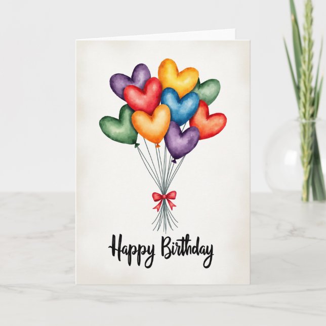 Carte d'anniversaire Joyeux Cœurs (Devant)