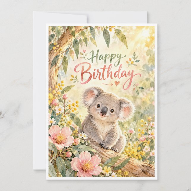 Carte d'anniversaire joyeux Koala (Devant)