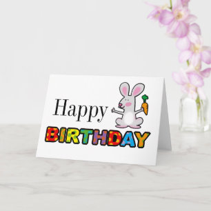 carte d'anniversaire joyeux lapin mignon