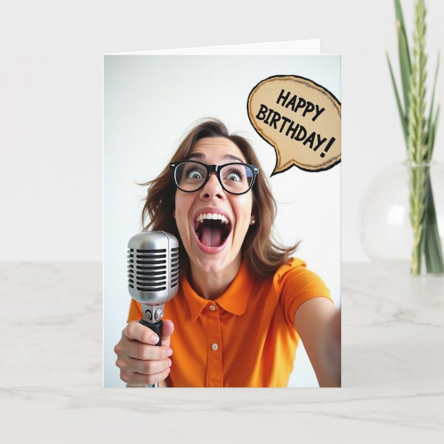 Carte d'anniversaire Joyeux Microphone (Devant)