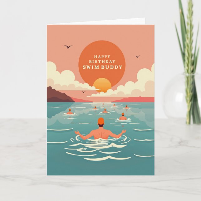 Carte d'anniversaire Joyeux Nageurs (Devant)
