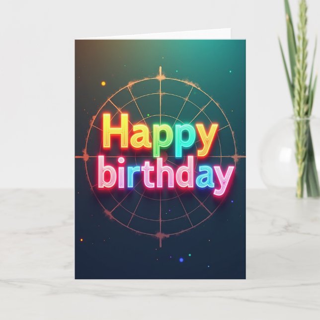 Carte d'anniversaire Joyeux Néon (Devant)