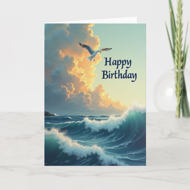 Carte d'anniversaire Joyeux Paysage Marin (Devant)