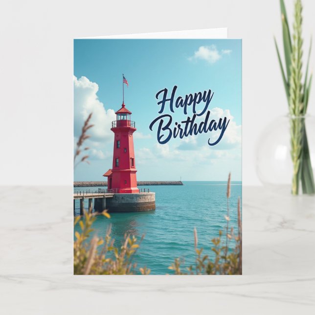 Carte d'anniversaire Joyeux Phare Rouge (Devant)