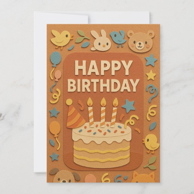 Carte d'anniversaire joyeux pour un animal mignon (Devant)