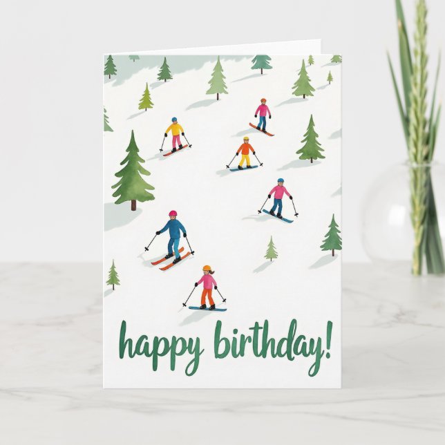 Carte d'anniversaire Joyeux Ski (Devant)